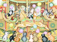 Ravensburger Crazy Cats On The Carousel - obrázek puzzlí