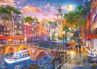 Ravensburger Sunset Over Amsterdam - obrázek puzzlí