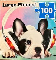 Re-Marks Frenchie with Headphones - puzzle image