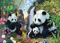 Schmidt Panda family at the waterfall - obrázek puzzlí