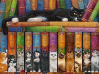 Vermont Christmas Company Bookshelf Cat - puzzle image