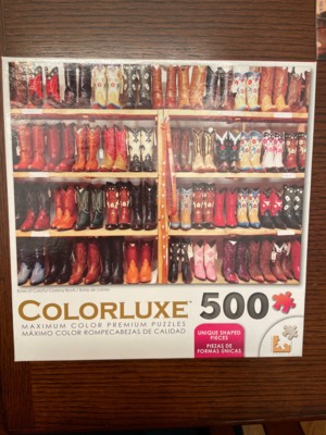 Colorluxe Rows of Colorful Cowboy Boots - puzzle image