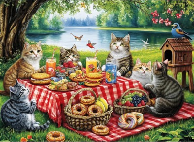 MJYPHDM Cat Family Dinner - puzzle image