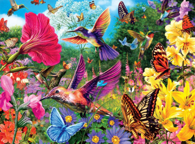 Corner Piece Hummingbirds & Butterflies - puzzle image
