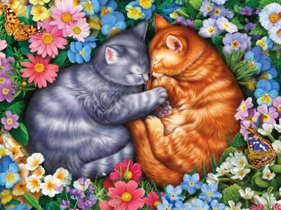 Ceaco Sleeping Kittens in Flowers - imagen del puzzle