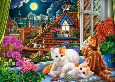 Castorland Kittens on the Roof - obrázek puzzlí