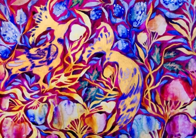 Purple Witty Fox Fairy-tail birds - imagen del puzzle
