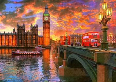 Ravensburger Westminster Sunset - obrázek puzzlí