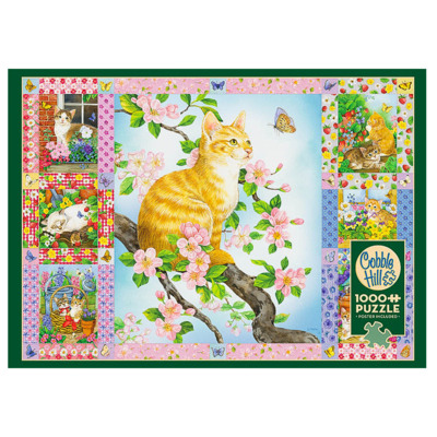Cobble Hill Blossoms and kittens quilt - obrázek puzzlí