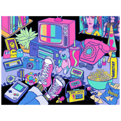 RoseArt Neon Brights: 1980's - obrázek puzzlí