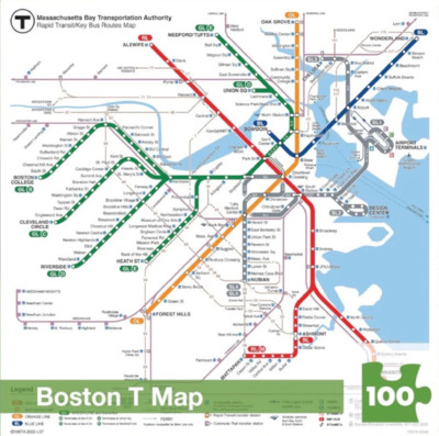 New York Puzzle Company Boston T Map - imagen del puzzle