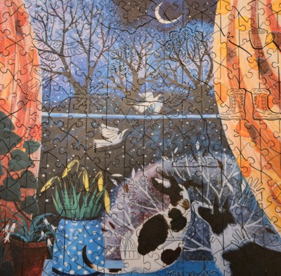 Victory Wooden Pyzzles Watching Snowfall - パズル画像