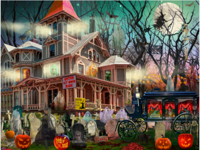 Vermont Christmas Company Haunted Mansion - puzzle image