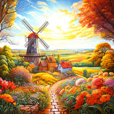 Springbok Windmill on the Farm - puzzle image