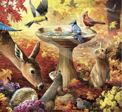 Bits and Pieces Autumn Birdbath - puzzle image