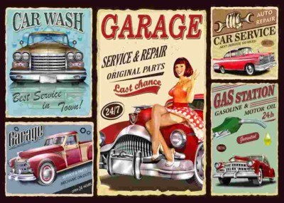 Grafika Retro Car Service - obrázek puzzlí