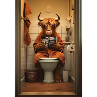 Coozles Vaca leyendo en el baño - obrázek puzzlí