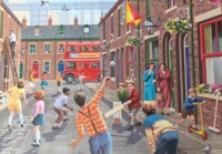 Falcon Playing in the street - 1 - puzzle image