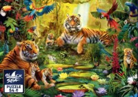 Black Sea Puzzles Tiger Family in the Jungle - puzzle image