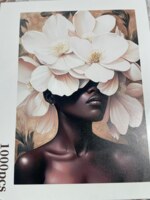 none African American Woman with Flowers - obrázek puzzlí