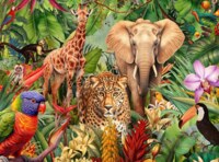 Springbok Jungle Animals Mashup - puzzle image