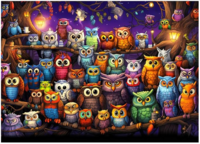 HuaDada Owl Family - パズル画像