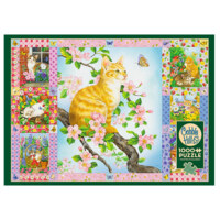 Cobble Hill Blossoms and kittens quilt - puzzle image