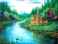 SunsOut The Cabin at the Lake - obrázek puzzlí