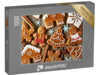 puzzleYOU Hausgemachte, weihnachtliche Lebkuchenmännchen auf Holztisch - image du puzzle