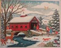 Boardwalk Covered Bridge Christmas - puzzle image