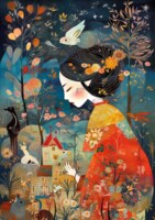 KS Games Woman in a Red Kimono - puzzle image