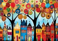 Masterpieces Whimsical Town - Our Neighborhood - puzzle image