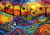 Travel Puzzles Sunrise in the Savannah - obrázek puzzlí